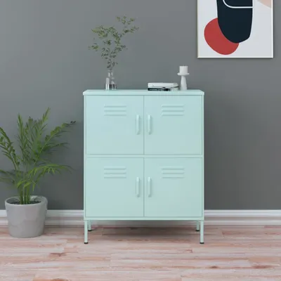 Zdjęcie produktu dla The Living Store Szafka do przechowywania miętowa zieleń 80x35x101,5 cm stal