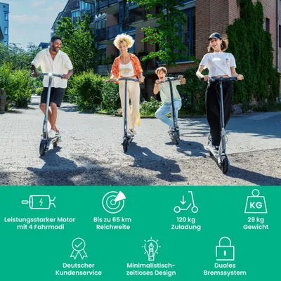 Produktbild von EGRET E-Scooter mit Straßenzulassung (ABE), 65 km Reichweite, 10" Luftreifen, 2x Federung, Blinker, 1.512 W Motor, 120 kg Traglast, App – Ey! 1