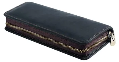 Imagen del producto de Estuche de cuero - Cierre con cremallera - Compartimentos para bolígrafos - Estuche de cosméticos - Portátil - 9/2 compartimentos para bolígrafos - Hecho a mano - Estuche para bolígrafos