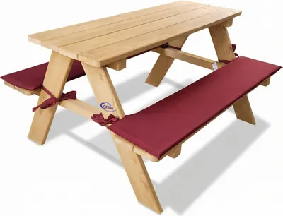 Produktbild von Coemo Kinder-Sitzgruppe Natur Picknicktisch mit Polster Spieltisch Gartentisch Holz