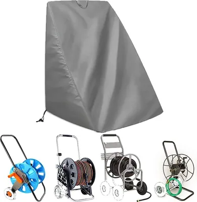 Produktbild von Abdeckung Für Garten Schlauchwagen, Schlauchaufroller Schutzhülle Mit Kordelzug Und Griff, Anti-Uv, 210D Oxford Grau 66 * 63 * 88cm
