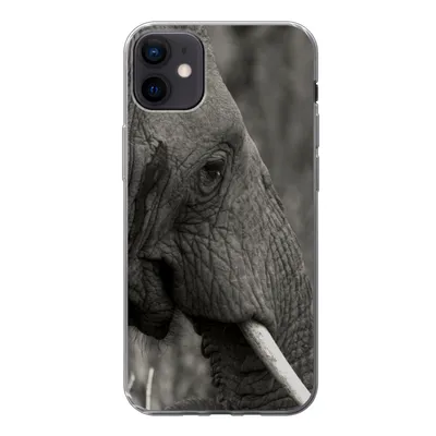 Produktbild von MuchoWow® Handyhülle Schutzhülle Hülle für iPhone 12 mini Elefant - Tiere - Schwarz - Weiß Silikon Softcase Handy Hülle - Bild