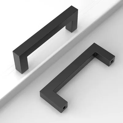 Obrázek produktu pro Uniqoos® Sada 20 kusů černých úchytek na nábytek z nerezové oceli, rozteč otvorů 96 mm – vhodné do kuchyně, skříně a zásuvky, ergonomický design