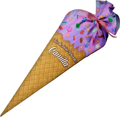 Produktbild von Ferocity Schultüte in Eis Form für Mädchen und kleine Schwestern, Personalisierte Tüte, aus Stoff, 35 cm Zuckertüte mit Namen, mit Füllung, kleine Tüte als Kissen [149]