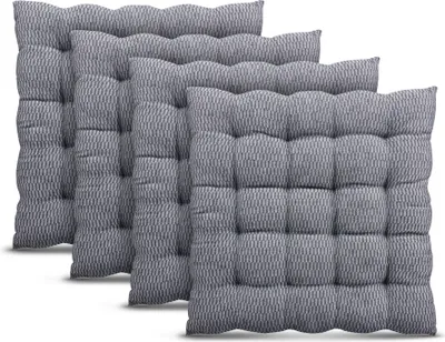 Produktbild von Stuhlkissen 40x40cm ( Hellgrau ) 4er Pack - Hochwertiges Sitzkissen Atmungsaktiv Indoor & Outdoor - Baumwolle  für Gartenstuhl Küche Esszimmer