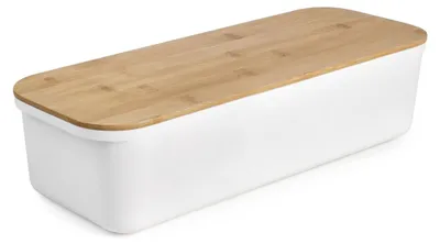 Immagine prodotto di Ibili-Accesorios portapane, polipropilene/bambù, 39,5x15x10 cm, bianco/marrone