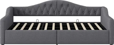 Image de OKWISH Lit Gigogne 90x200 cm – LED Réglable Sans Matelas – Gris