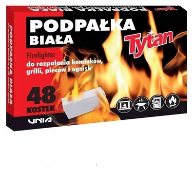 Zdjęcie produktu dla Kostki rozpałkowe do grilla, kominka, pieca, ogniska, marka Tytan, 48 sztuk.