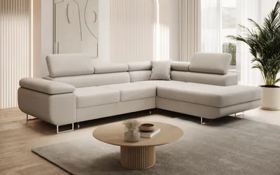 Produktbild von Modernes Ecksofa ASTON mit Schlaffunktion & Bettkasten, Ausziehbare Wohnlandschaft in L-Form, Stauraum, Schlafsofa, Rechts