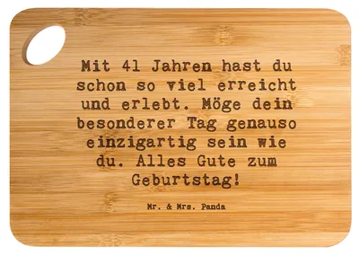 Produktbild von Mr. & Mrs. Panda Brett Spruch 41. Geburtstag - Transparent - Geschenk, Schneidebrett, Frühstücksbrettchen, Holzbrett, Meilenstein, Küchenbrett, Glückwunsch, 41 Jahre