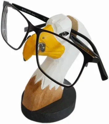 Produktbild von Unyqoos® handgeschnitzter Brillenhalter aus Massivholz – 3D-Tierform Bandhead Eagle – Sonnenbrillen- & Brillenständer für Schreibtisch, Zuhause & Büro