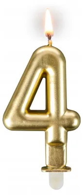 Obrázok produktu pre Sviečka s číslom „4“ – zlatá