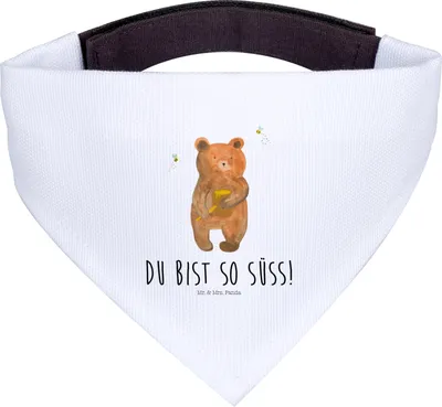 Produktbild von Mr. & Mrs. Panda Hundehalstuch Bär Honig - Weiß - Geschenk, Liebe, Hunde Halstuch, Hund, Freund, Teddy, Für, Honigbär, Hunde-Halstuch