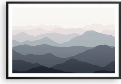 Produktbild von Gerahmtes Poster - Schwarzer Rahmen - Berge Grafiken Buntstift - 91,5x61 cm - Wand Bild - Wanddeko - Wandbilder - Kunstposter - Wandposter - Bilderrahmen - Bilder - Kunstdruck - P2BAA91x61-4389