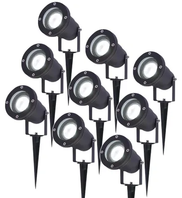 Image de HOFTRONIC - Lot de 9 spots à piquet LED extérieur 4W 345lm 6500K IP65 Noir