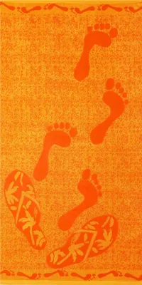 Produktbild von Betz Velours Strandtuch Duschtuch Badetuch XXL 100% Baumwolle Größe 75x150cm Dessin: FÜßE  Farbe: orange