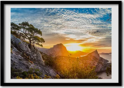 Produktbild von Bild - Bilderrahmen - 100 cm x 70 cm - MDF - Rahmen - Foto - Wandkunst Sonnenuntergang