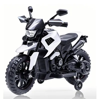 Image de Moto électrique pour enfants - Moto à batterie 6V - Avec roues stabilisatrices - Phares LED et musique - Pour les enfants de 3 à 6 ans - Jusqu'à 25 kg - Blanche
