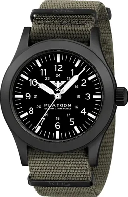 KHS PLABSS.NSGO Armbanduhr Platoon Stahl Solar Olivgrün/Schwarz 1