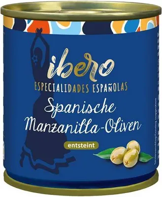 Produktbild von Ibero Grüne Manzanilla-Oliven entsteint 85 G Dose Vegan Glutenfrei Fruchtig herber Geschmack