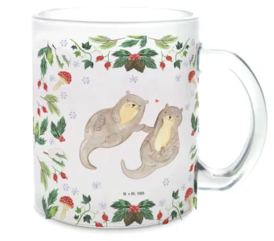 Produktbild von Mr. & Mrs. Panda Häferl Otter Glühweinstand - Transparent - Geschenk, Tee Tasse, Teetasse, Glas, Weihnachten, aus, Teeglas