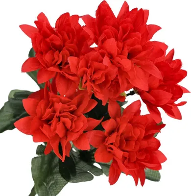 Produktbild von Dekolo Kunstblumen Blumensträuße Kunstpflanzen Chrysanthemen für den Friedhof Rot 30cm