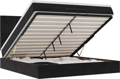 Produktbild von vidaXL Ottoman-Bett mit Matratzen & LEDs Schwarz 200x200 cm Samt