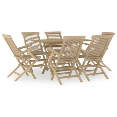 Produktbild von 7-tlg. Garten-Essgruppe Grau Massivholz Teak