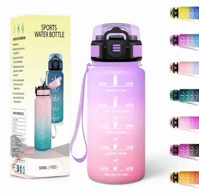 Imagen del producto de Botella de 500 ml con pajita, libre de BPA, a prueba de fugas, ideal para deportes, niños