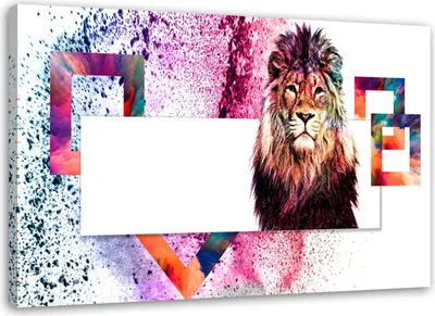 Produktbild von Leinwandbild farbenfroher löwe abstraktion für ein kind 120x80 cm Feeby farbe wandbild bereit zum aufhängen