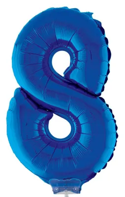 Produktbild von Zahlen Folienballon 41 cm mit Stab - Blau Zahl 8