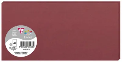 Image de Pack 25 cartes Pollen, DL 106x213mm, 210g bordeaux
