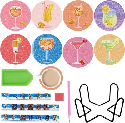 Productafbeelding van Onderzetters voor diamantschilderij - 8 stuks - Doe-het-zelf onderzetters voor diamantschilderen - Cocktailonderzetters - Bekeronderzetters
