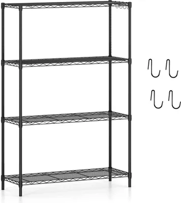 Obrázek produktu pro Kovový regál se 4 úrovněmi a nastavitelnými policemi, 91x35x138,5 cm