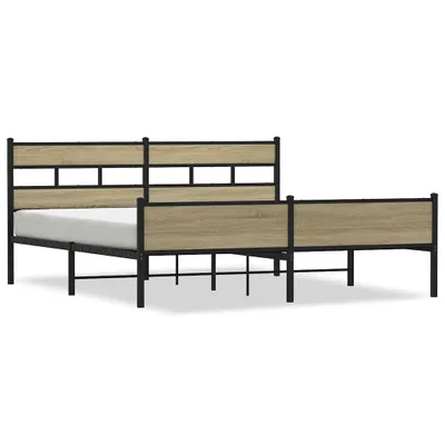 A bed frame with a mattress, shown from the side against a white background.