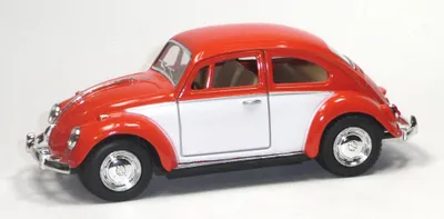 Produktbild von VW Käfer (1967) Modellauto ca. 1:32 = 12,5 cm Metall Spritzguss orange / weiß