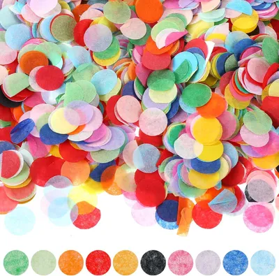 Productafbeelding van Confetti, kleurrijke papieren snippers, rond, 6000 stuks, 1,5 cm, voor feestdecoratie