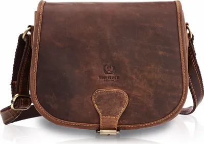 Zdjęcie produktu dla Paolo Peruzzi Skórzana torebka damska na ramię w stylu vintage półokrągła średnia miejska brązowa