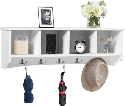 Produktbild von Famanu Wandgarderobe mit 4 Fächern und 5 Haken - Weiß