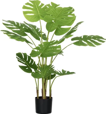 Image de HOMCOM Plante artificielle, plante artificielle de 120 cm, Monstera artificiel avec cache-pot