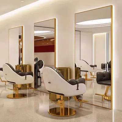 Immagine prodotto di Consolle con Specchio LED Dorata 200x80 per Parrucchieri, Barbieri ed Estetica