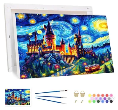 Productafbeelding van Schilderdoos voor volwassenen met frame, landschap, canvas, knutselset voor het maken van een schilderij, 20x30 cm
