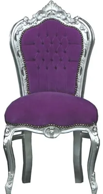Produktbild von Casa Padrino Barock Esszimmer Stuhl im Antik Stil - Lila / Silber - 108 x 53 x 57 cm