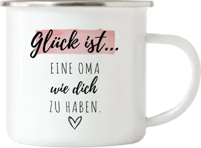 Produktbild von Glück Ist Eine Oma Wie Dich Zu Haben Emaille Tasse Geschenk Danke Sagen Omi Großeltern