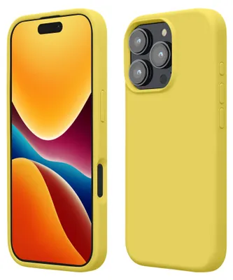 Produktbild von kwmobile Handyhülle für iPhone 16 Pro Hülle, für iPhone 16 Pro Case - Hülle Silikon - kabelloses Laden - Zitronengelb