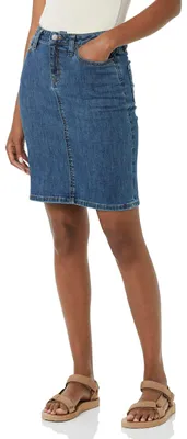 Produktbild von Amazon Essentials Damen Klassischer 5-Taschen-Jeansrock mit Stretchanteil, 60,3cm Länge (Erhältlich in Übergröße), Mittlere Waschung, 52 Große Größe