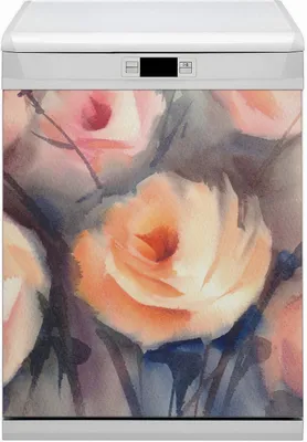 Produktbild von Magnet Folie für Geschirrspüler Küche Magnetmatte 60x80 cm  Nachbildung Geschirrspüle  - Orangefarbene Rosen