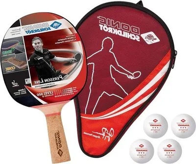 Productafbeelding van Tafeltennisset - Persson 600 - 1 racket met rubberen grip, 3 ballen, 3 rackethouders