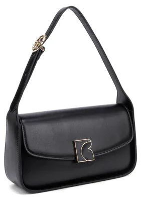 Produktbild von Damen Schultertasche, Schwarz, mit Magnetverschluss, verstellbarer Trageriemen, 27x15 cm