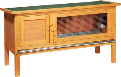 Produktbild von dobar Klassischer Kleintierstall mit ausziehbarer Zinkwanne, Nagergehege mit großzügigem Rauheraum, 115 x 45 x 66 cm, Spießtanne, Natur